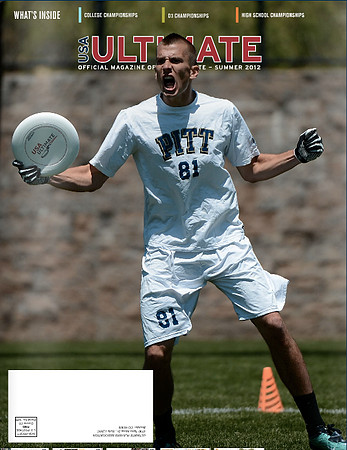 Tyler DeGirolamo celebrates score at the 2012 USA Ultimate College Championships