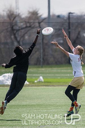 Katiana Hutchinson narrowly misses a block at Rocky Mountain DI Conf. Championships, Women's