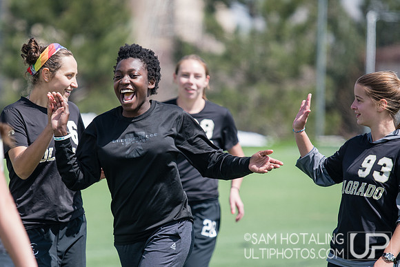 Katiana Hutchinson and Colorado Kali celebrate at Rocky Mountain DI Conf. Championships, Women's