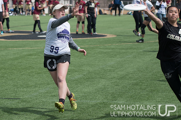 Mei Hecht blocks an upline at Rocky Mountain DI Conf. Championships, Women's