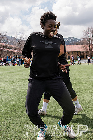 Katiana Hutchinson celebrates at Rocky Mountain DI Conf. Championships, Women's