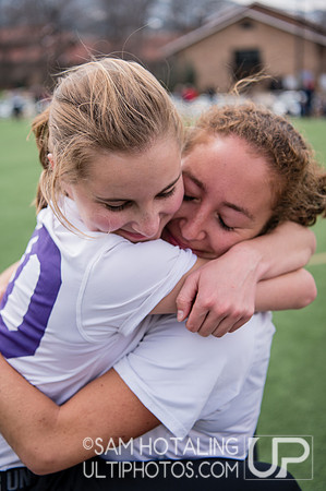 Marlee Akerson and Frances Gellert celebrate at Rocky Mountain DI Conf. Championships, Women's