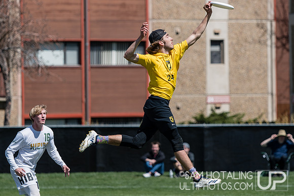 Mathieu Agee gets a block at Rocky Mountain DI Conf. Championships, Men's