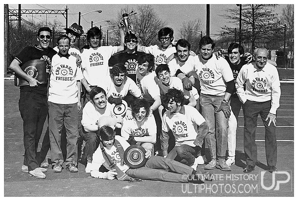 A photo of the Columbia High School team, the birthplace of ultimate, 1970