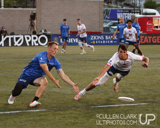 Seattle Cascades vs. Carolina Flyers UFA Championship Weekend semifinal game at Zions Bank Stadium. Friday, August 23, 2024