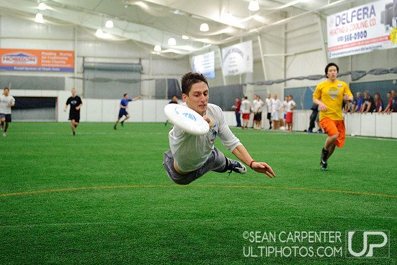Garnet Valley, PA: Players vying for a spot on Major League Ultimate's Philadelphia Spinners test their skills at the first 2014 combine, Sunday, January 5 2014.