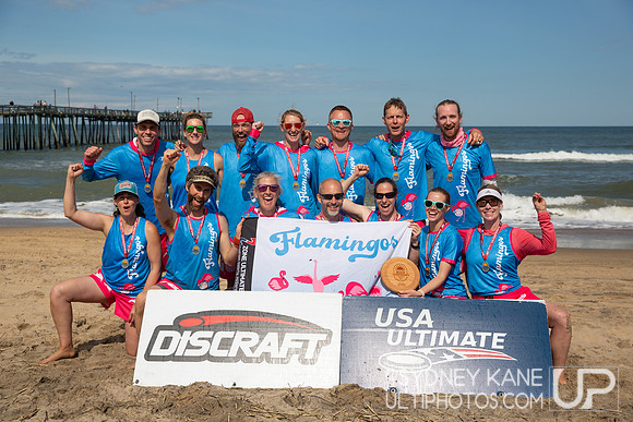 Flamingos 2nd Place Grand Masters Mixed Division - 2024 Beach Championships