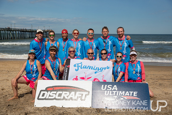 Flamingos 2nd Place Grand Masters Mixed Division - 2024 Beach Championships